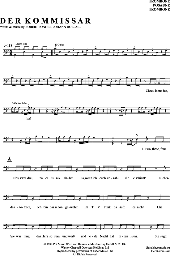 Product gallery: Page 1 of 5 Der Kommissar , Falco, (Posaune / Bariton)