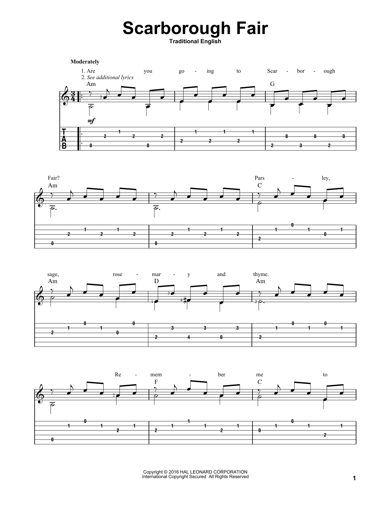 Produktgalerie: Seite 1 von 1 Scarborough Fair (arr. Mark Phillips), Traditional English, Gitarre