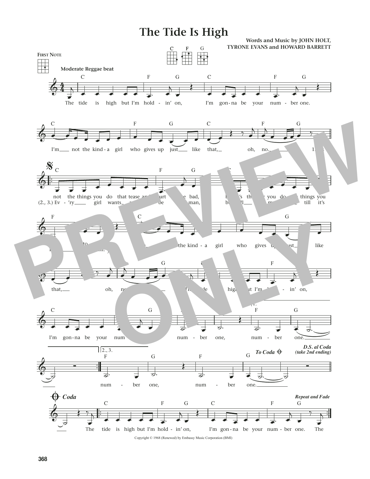 Product gallery: Page 1 of 1 The Tide Is High (from The Daily Ukulele) (arr. Jim Beloff), Blondie