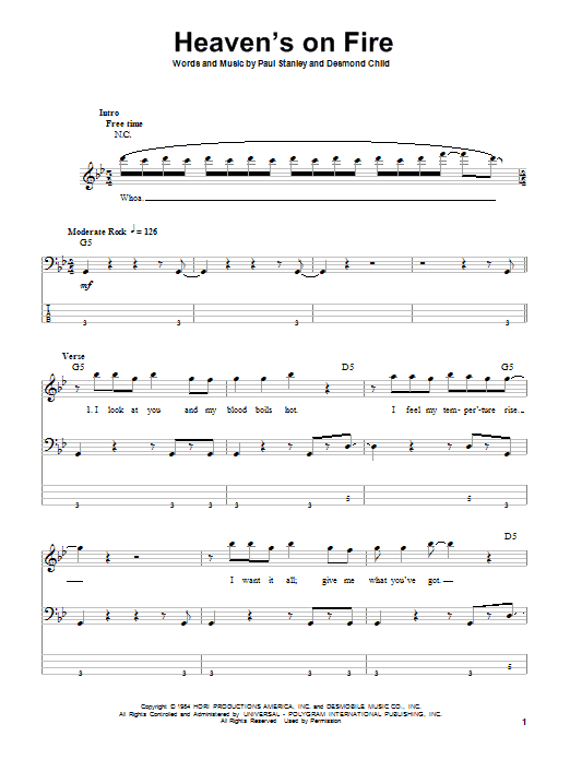Produktgalerie: Seite 1 von 1 Heaven's On Fire, KISS, E-Bass