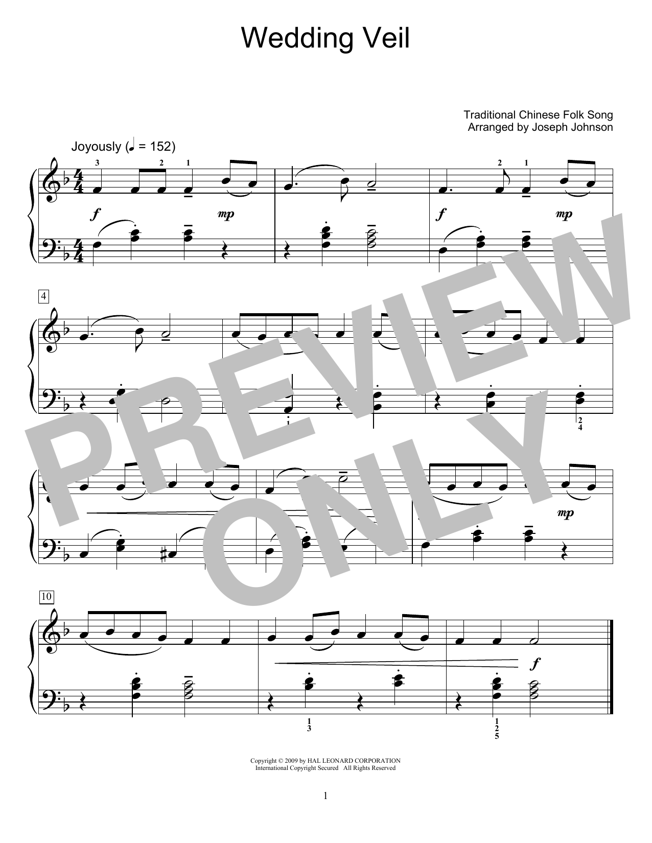 Product gallery: Page 1 of 1 Wedding Veil (arr. Joseph Johnson), Traditional Chinese Folk Song
