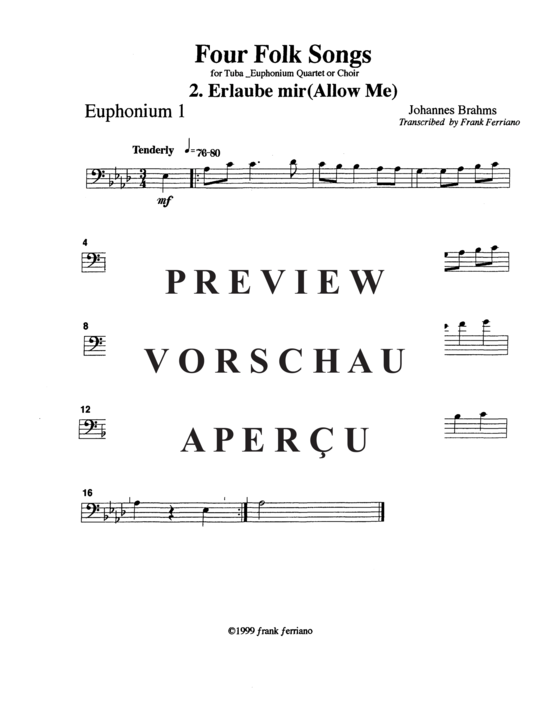 Product gallery: Page 12 of 21 Four Brahms Folk Songs , , (Tuba Quartett EETT)