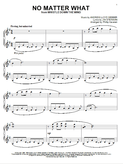 Product gallery: Page 1 of 1 No Matter What (from Whistle Down the Wind) (arr. Phillip Keveren), Andrew Lloyd Webber