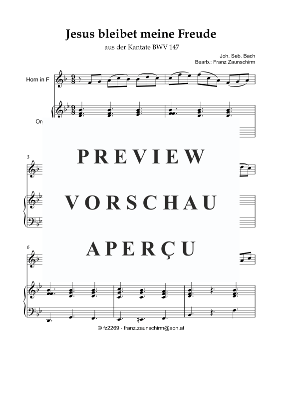 Produktgalerie: Seite 2 von 8 Jesus bleibet meine Freude, , Horn in F und Orgel