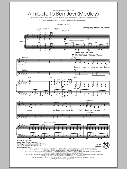 Product gallery: Page 1 of 1 A Tribute To Bon Jovi (Medley), Mark Brymer