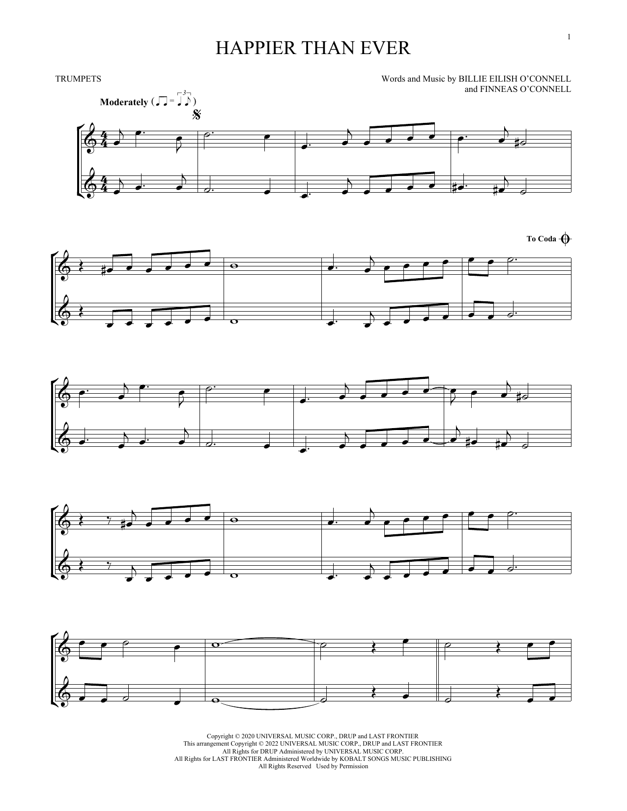 Produktgalerie: Seite 1 von 1 Happier Than Ever, Billie Eilish, Trompete
