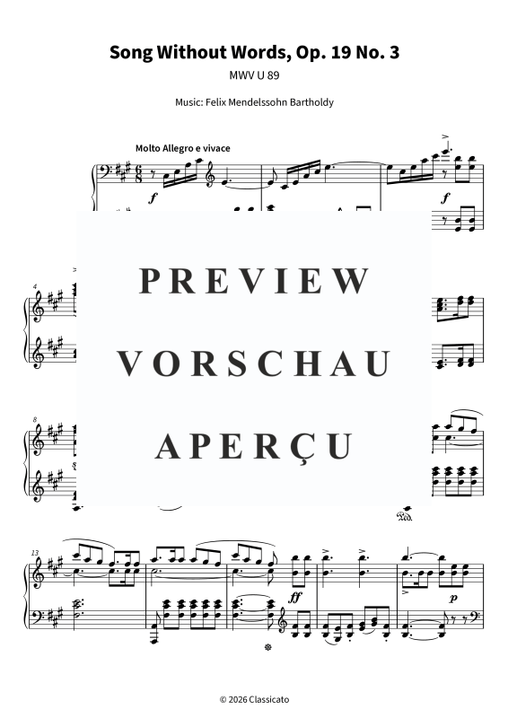 Product gallery: Page 5 of 9 Song Without Words, Op. 19 No. 3, , Solo Piano