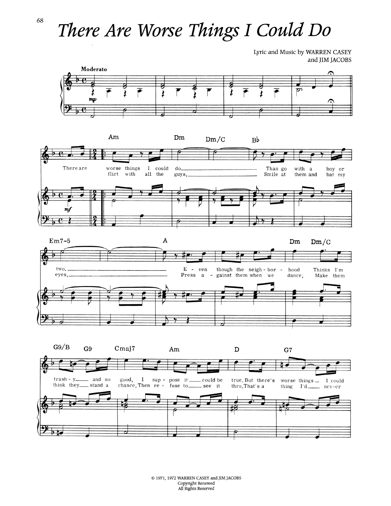 Produktgalerie: Seite 1 von 1 There Are Worse Things I Could Do (from Grease), Warren Casey, Gesang, Klavier