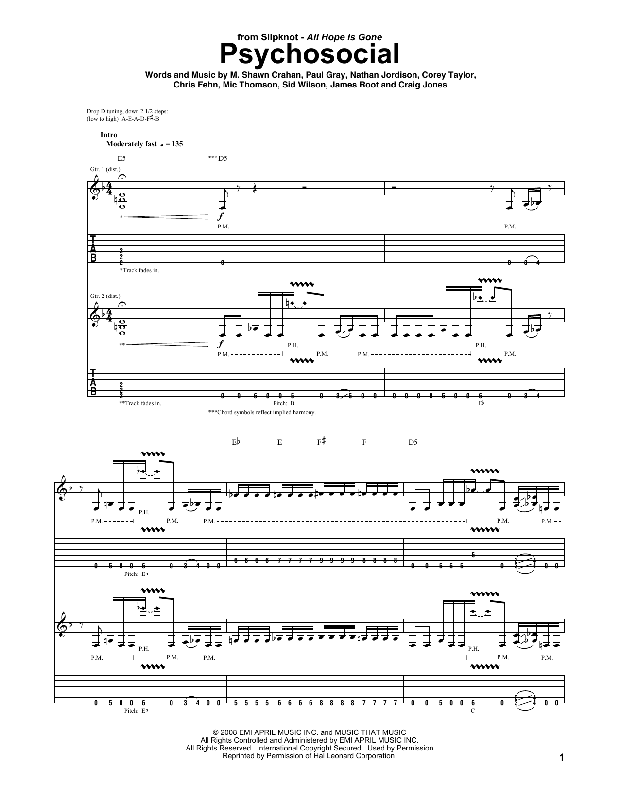 Produktgalerie: Seite 1 von 1 Psychosocial, Slipknot, Gitarre