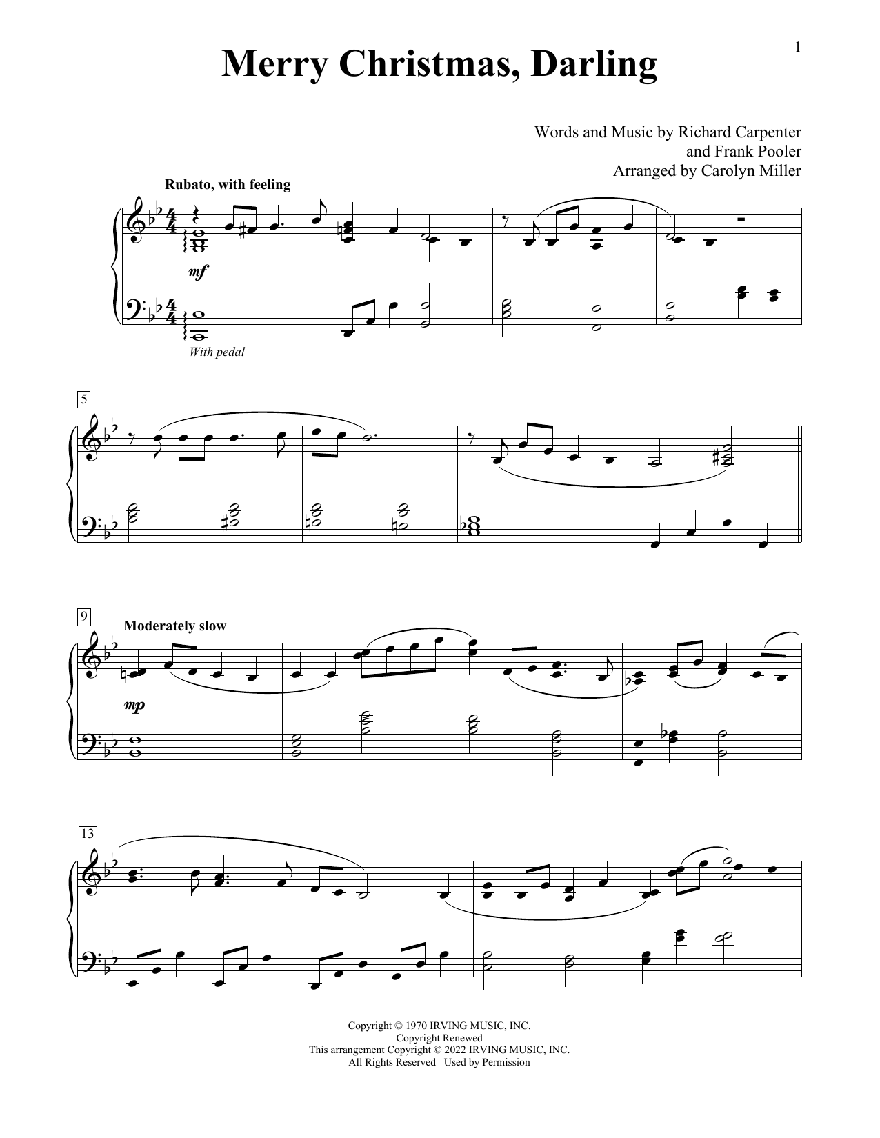 Product picture to: Merry Christmas, Darling (arr. Carolyn Miller)