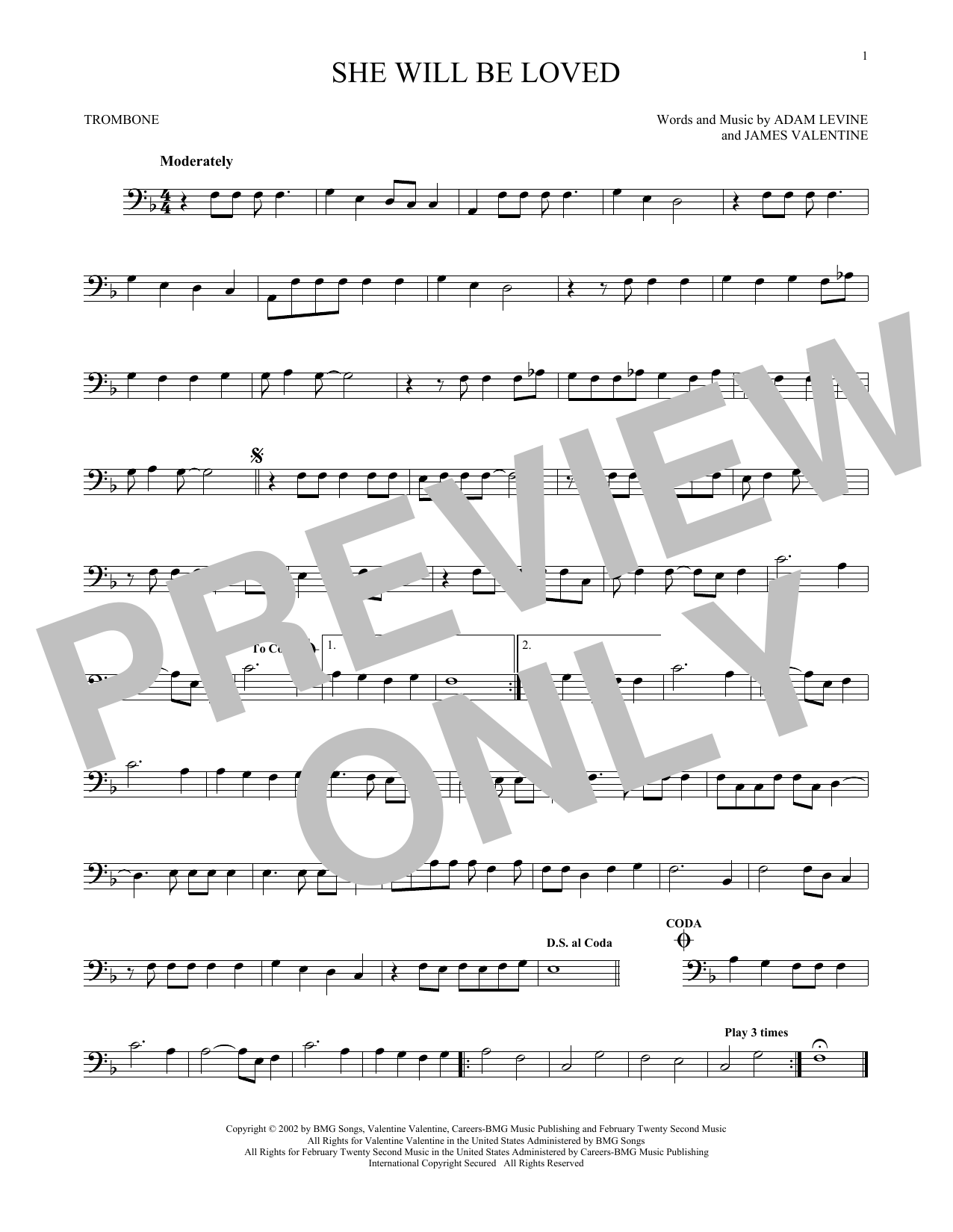 Product gallery: Page 1 of 1 She Will Be Loved, Maroon 5