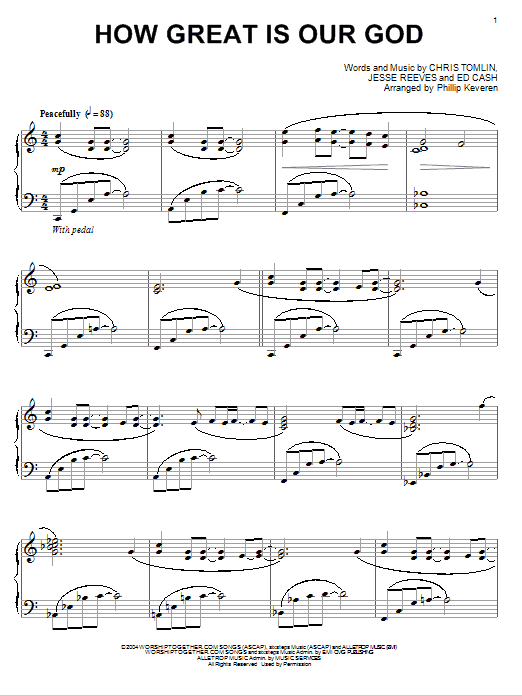 Product gallery: Page 1 of 1 How Great Is Our God [Jazz version] (arr. Phillip Keveren), Chris Tomlin