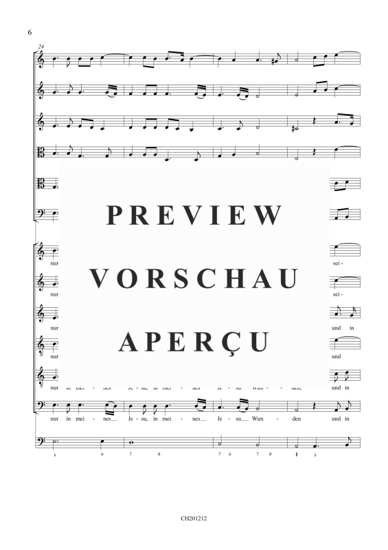 Produktgalerie: Seite 7 von 11 Nur in meines Jesu Wunden, , Gemischtes Ensemble SSATTB, 6 Violen und BC