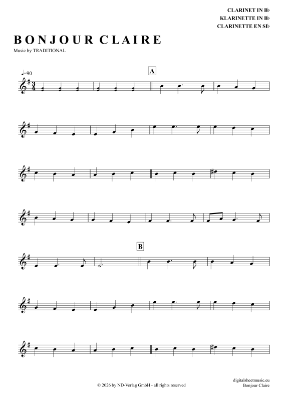 Product picture to: Bonjour ClaireTraditional