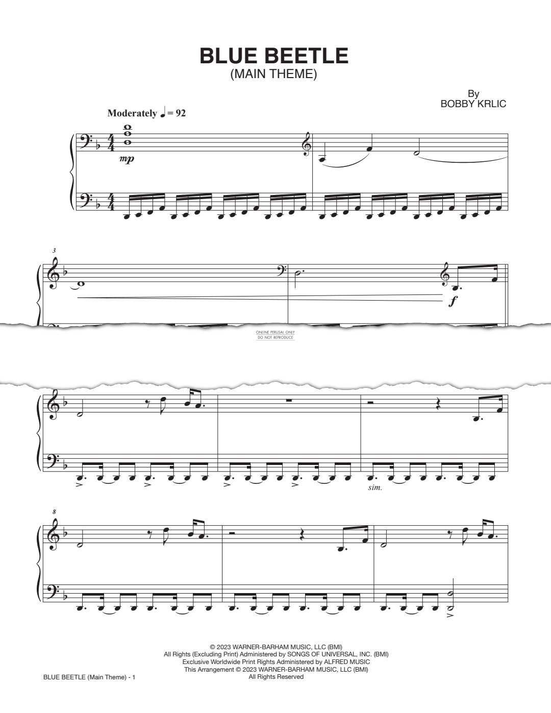 Produktgalerie: Seite 1 von 1 Blue Beetle (Main Theme), Bobby Krlic, Klavier