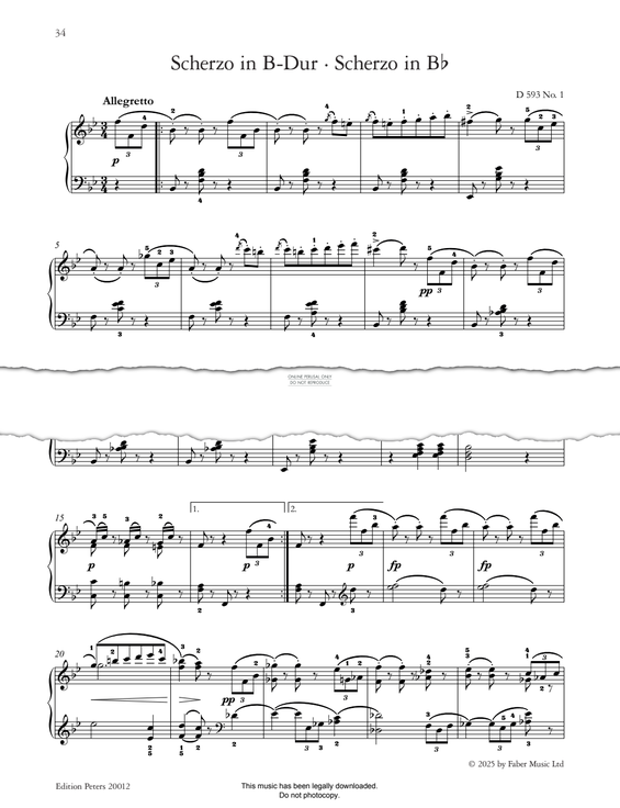 Produktgalerie: Seite 1 von 1 Scherzo In B-Flat, D 593, Franz Schubert, Klavier