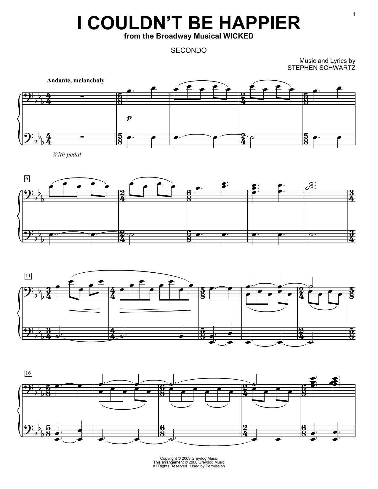 Product picture to: I Couldn't Be Happier (from Wicked) (arr. Carol Klose)