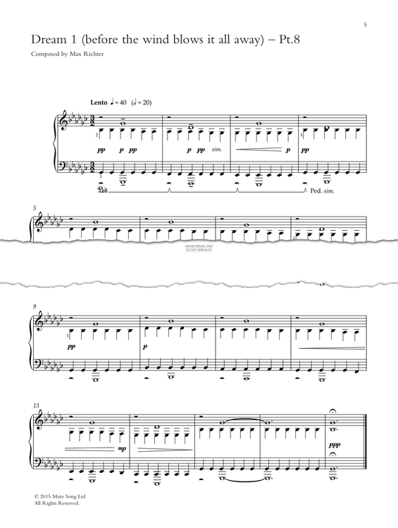 Produktgalerie: Seite 1 von 1 Dream 1 (before the wind blows it all away) - Pt.8, Max Richter, Klavier