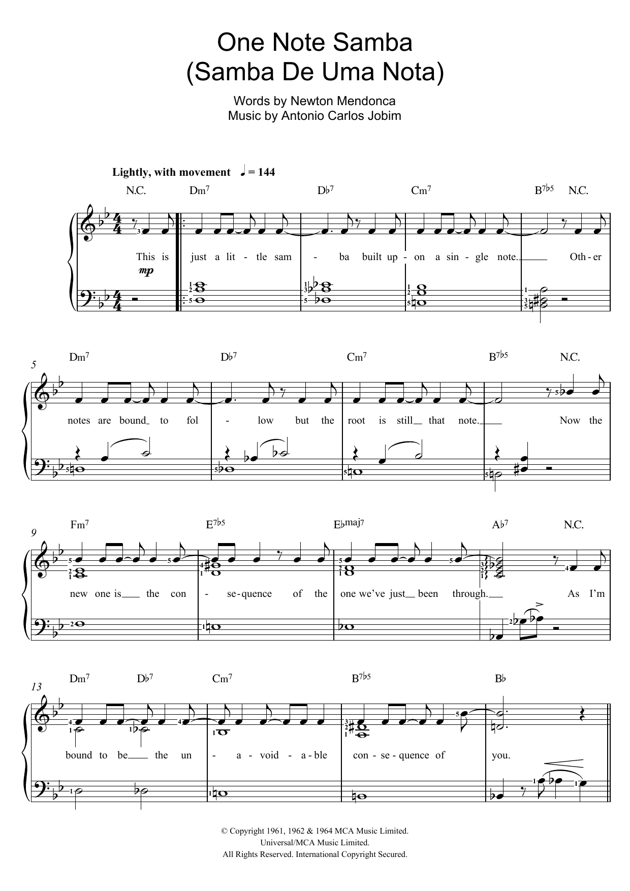 Produktgalerie: Seite 1 von 1 One Note Samba (Samba De Uma Nota), Antonio Carlos Jobim, Gesang, Klavier