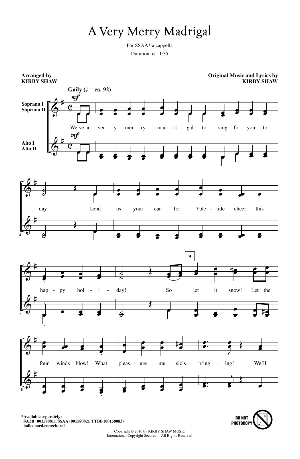 Product gallery: Page 1 of 1 A Very Merry Madrigal, Kirby Shaw