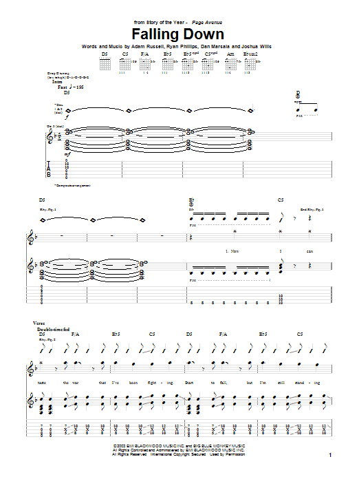 Produktgalerie: Seite 1 von 1 Falling Down, Story Of The Year, Gitarre