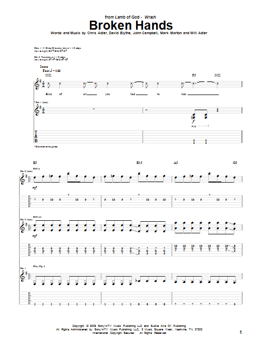 Produktgalerie: Seite 1 von 1 Broken Hands, Lamb Of God, Gitarre
