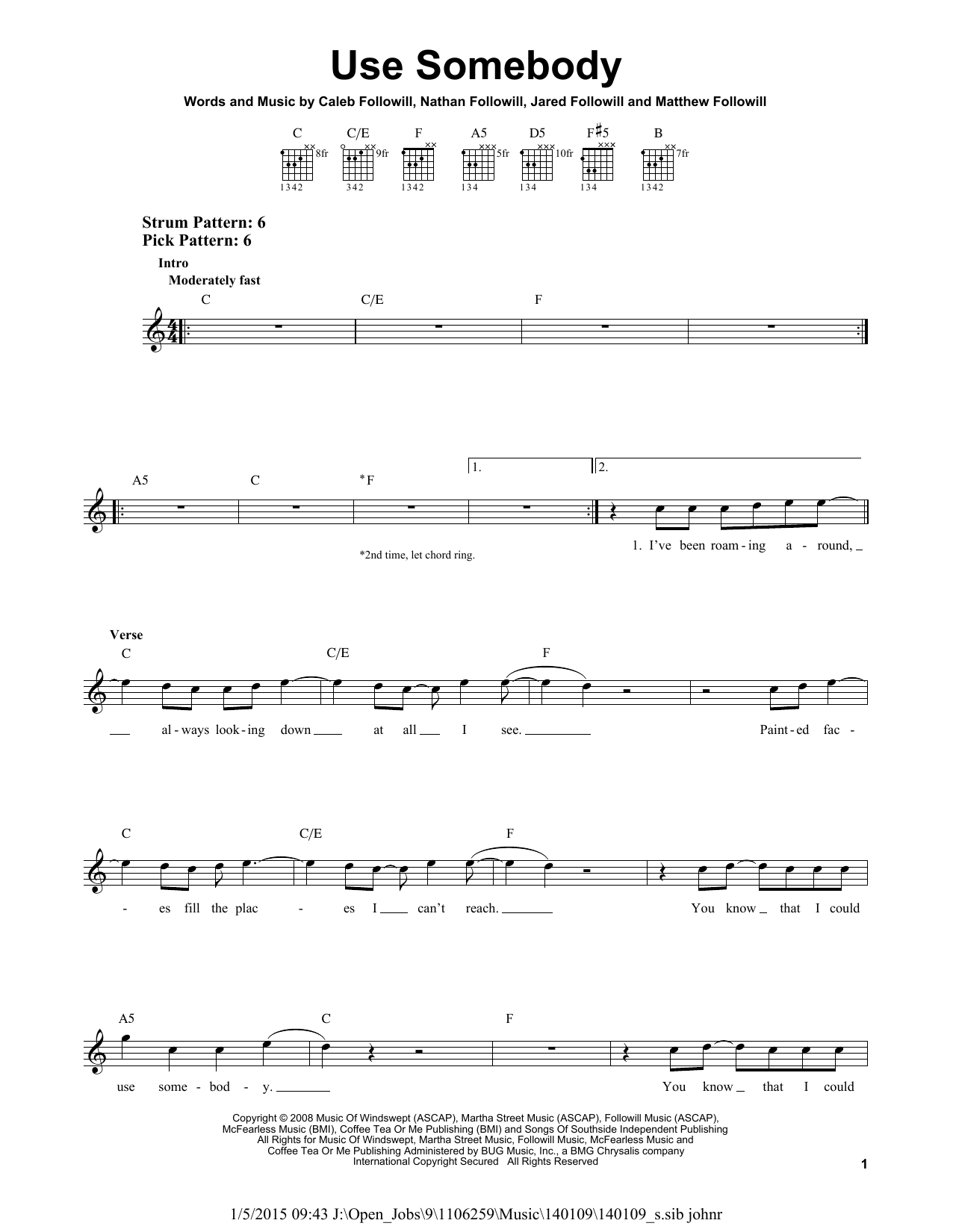 Produktgalerie: Seite 1 von 1 Use Somebody, Kings Of Leon, Gitarre