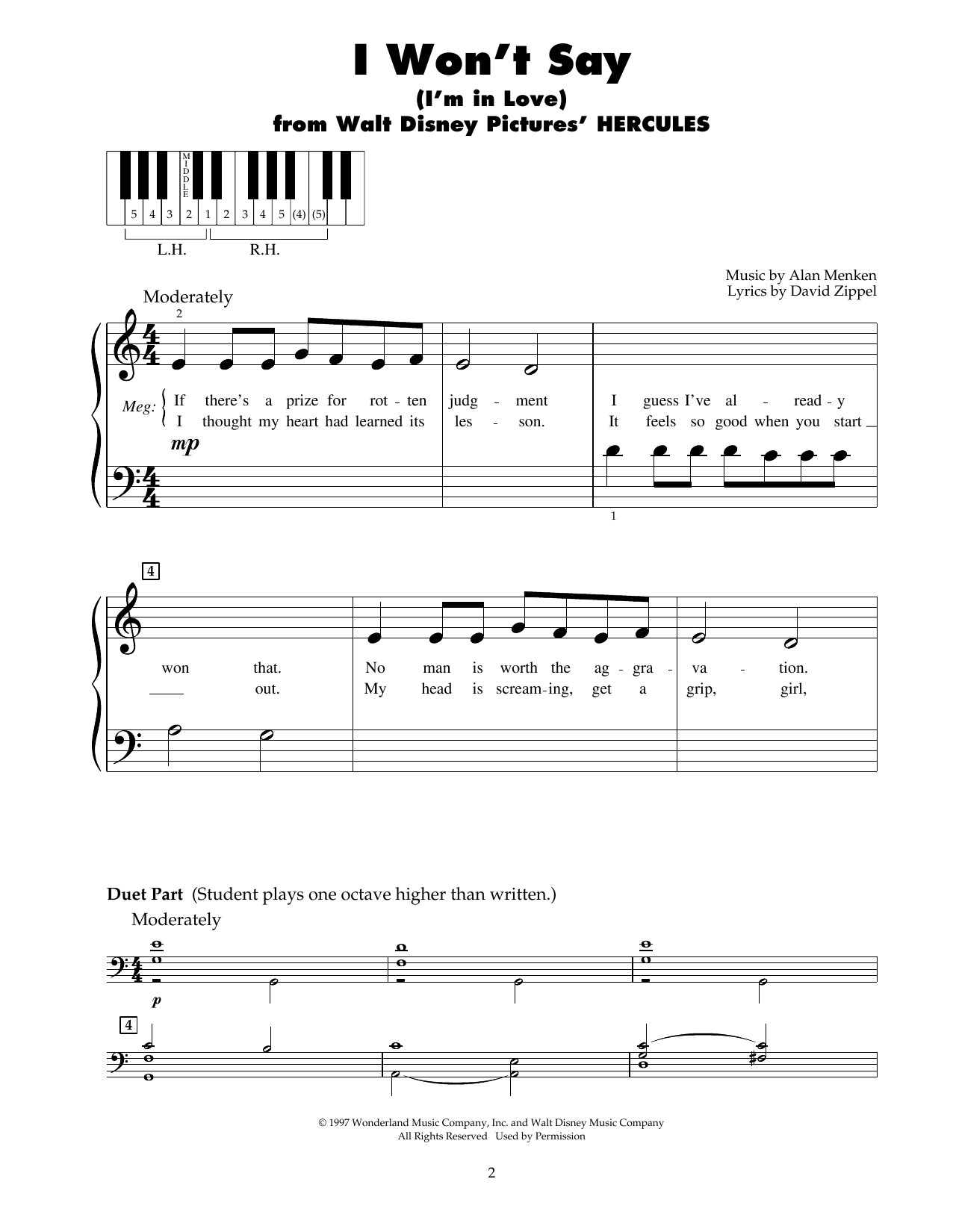 Product gallery: Page 1 of 1 I Won't Say (I'm In Love) (from Hercules), Alan Menken