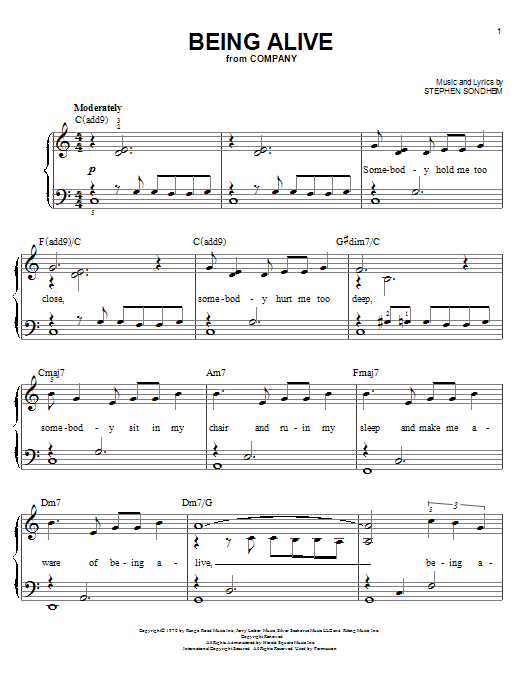 Product picture to:  Being Alive - Stephen Sondheim