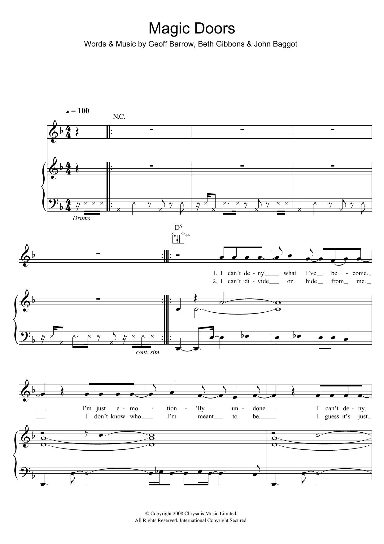 Produktgalerie: Seite 1 von 1 Magic Doors, Portishead, Gesang, Gitarre, Klavier