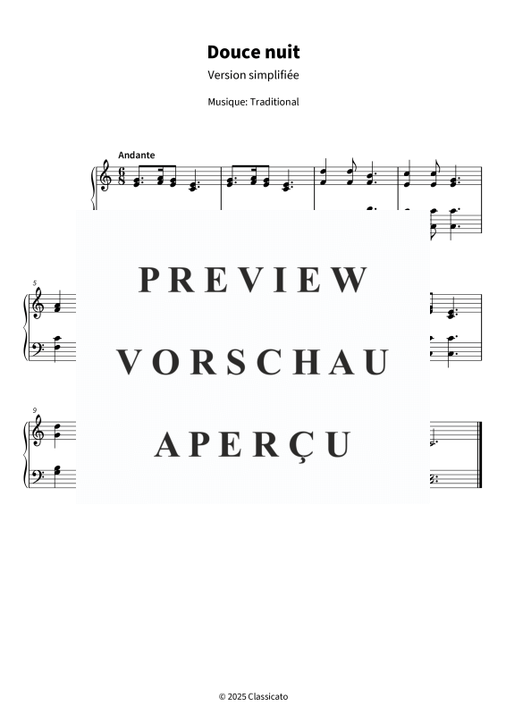 Product gallery: Page 1 of 5 Douce nuit - Version simplifiée, , Piano Solo