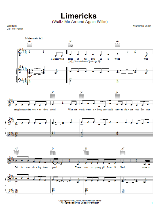 Product picture to: Limericks (Waltz Me Around Again Willie)