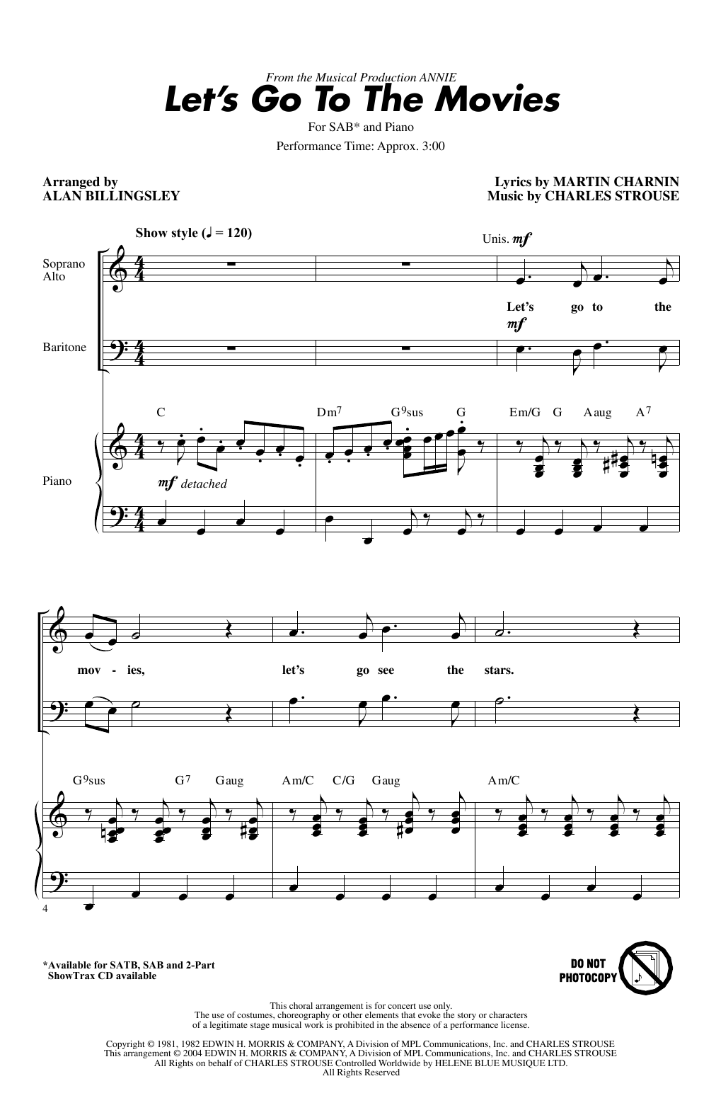 Produktbild zu: Let's Go To The Movies (from Annie) (arr. Alan Billingsley)