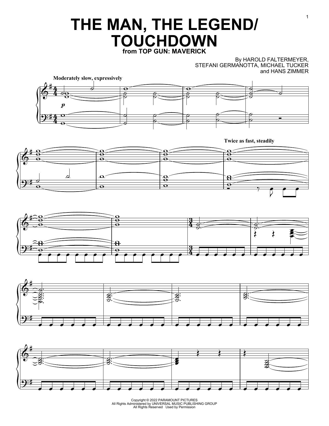 Product gallery: Page 1 of 1 The Man, The Legend / Touchdown (from Top Gun: Maverick), Hans Zimmer, Harold Faltermeyer, Lady Gaga & Lorne Balfe
