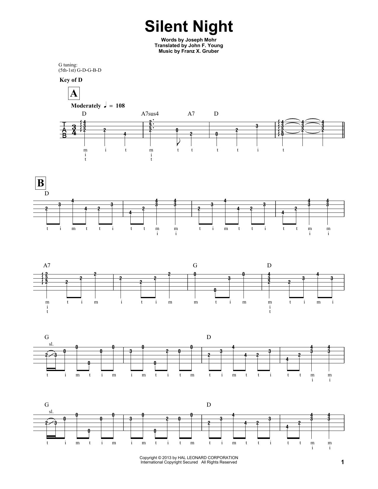 Produktgalerie: Seite 1 von 1 Silent Night, Franz X. Gruber, Banjo