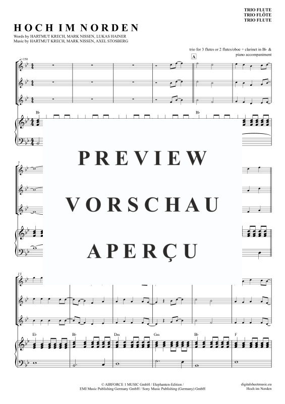 Produktgalerie: Seite 2 von 11 Hoch im Norden, Santiano, (Flöten Trio + Klavier)