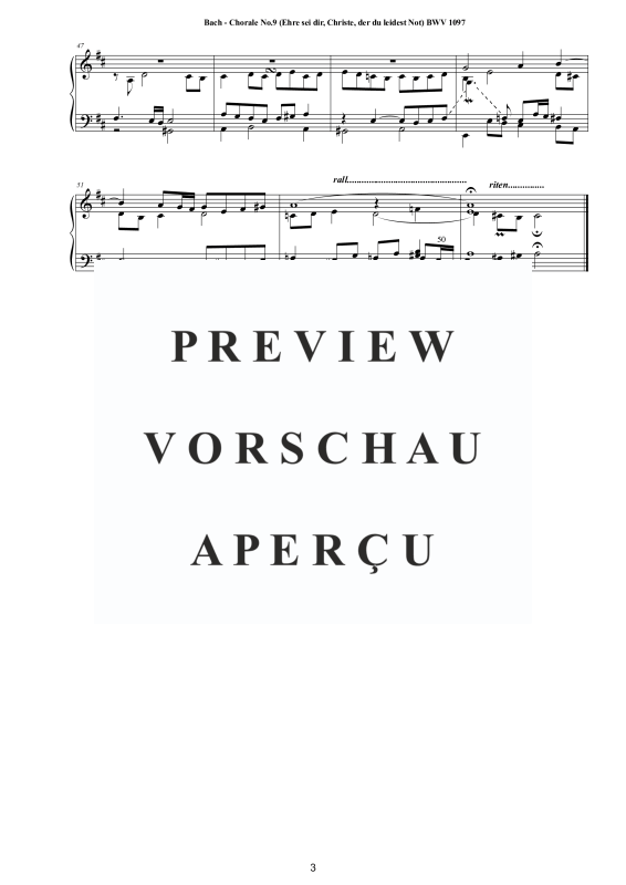 Product gallery: Page 4 of 4 Choral No.9 in D-Dur (Ehre sei dir, Christe, der du leidest Not) BWV 1097, , Solo Piano
