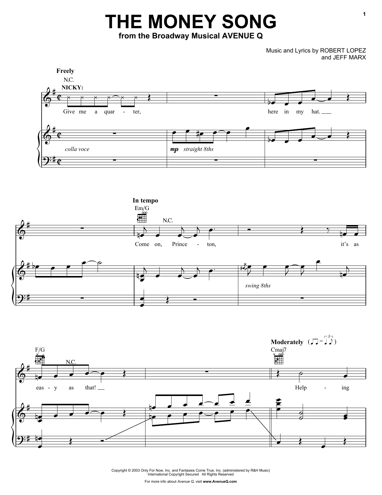 Produktbild zu: The Money Song (from Avenue Q)