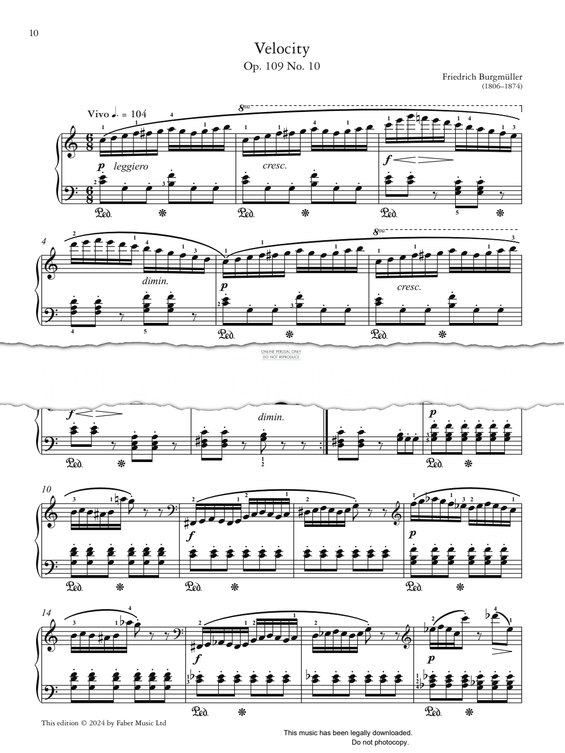 Produktgalerie: Seite 1 von 1 Velocity (Op. 109 No. 10), Johann Friedrich Burgmüller, Klavier