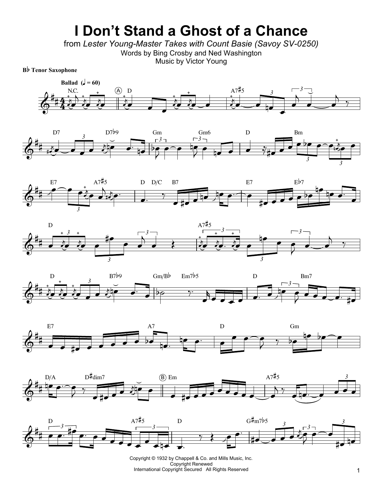 Product gallery: Page 1 of 1 I Don't Stand A Ghost Of A Chance With You, Lester Young