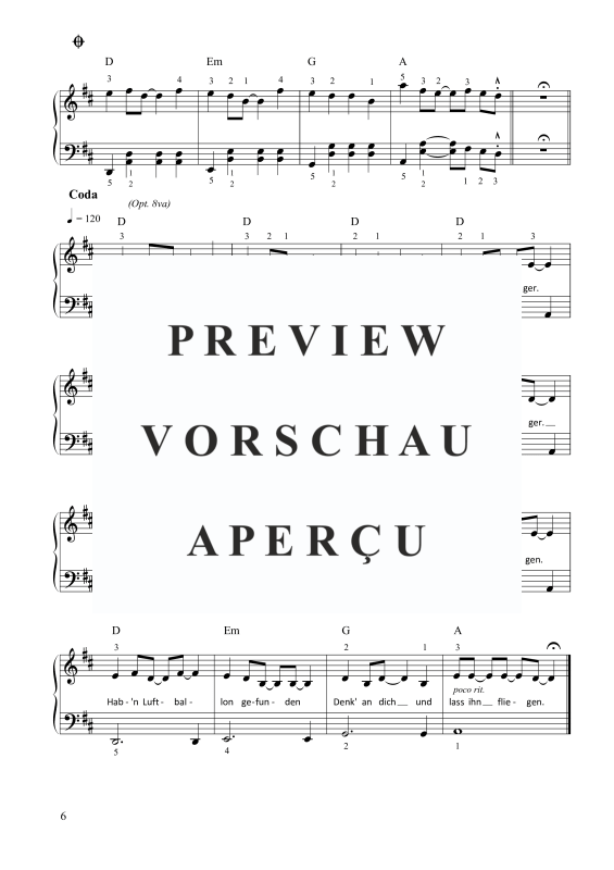 Produktgalerie: Seite 7 von 7 99 Luftballons Nena, , Klavier Solo