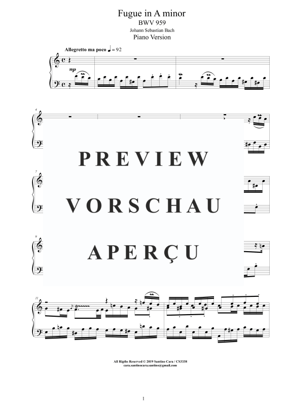 Produktgalerie: Seite 2 von 6 Fuge in A-Moll BWV 959, , Klavier Solo