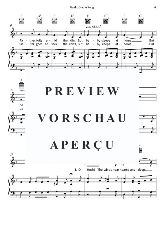 gallery: Gaelic Cradle Song - Irish lullaby in F major, , Gesang und Klavier