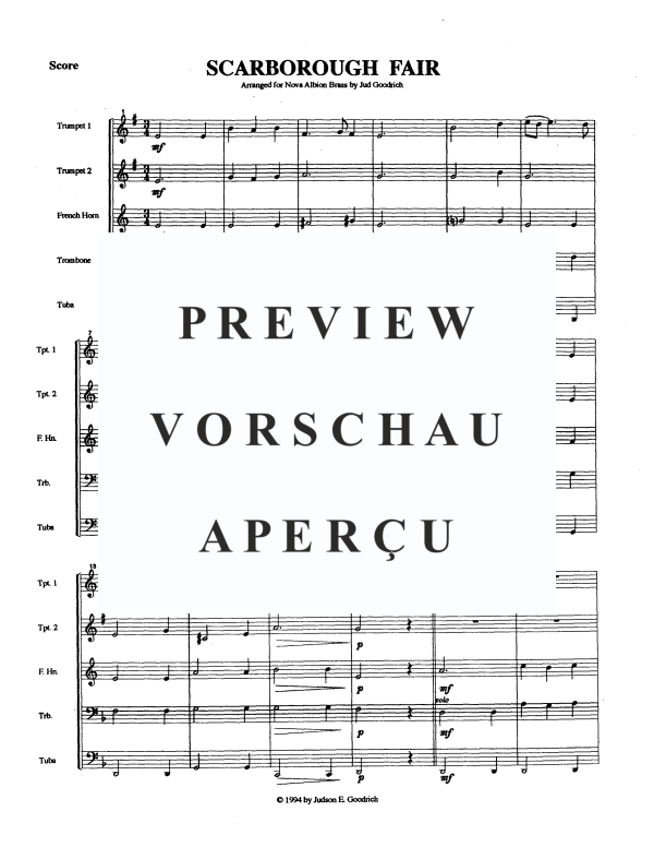 Product gallery: Page 3 of 11 Scarborough Fair, , Brass Quintet