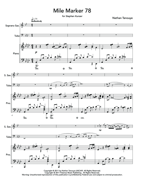 Produktgalerie: Seite 1 von 11 Mile Marker 78, , (Trio Sopran Saxophon, Tuba und Klavier)