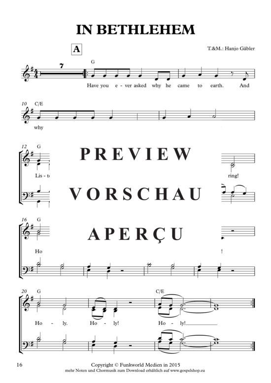 Product gallery: Page 2 of 4 In Bethlehem, Gäbler, Hanjo, Mixed Choir