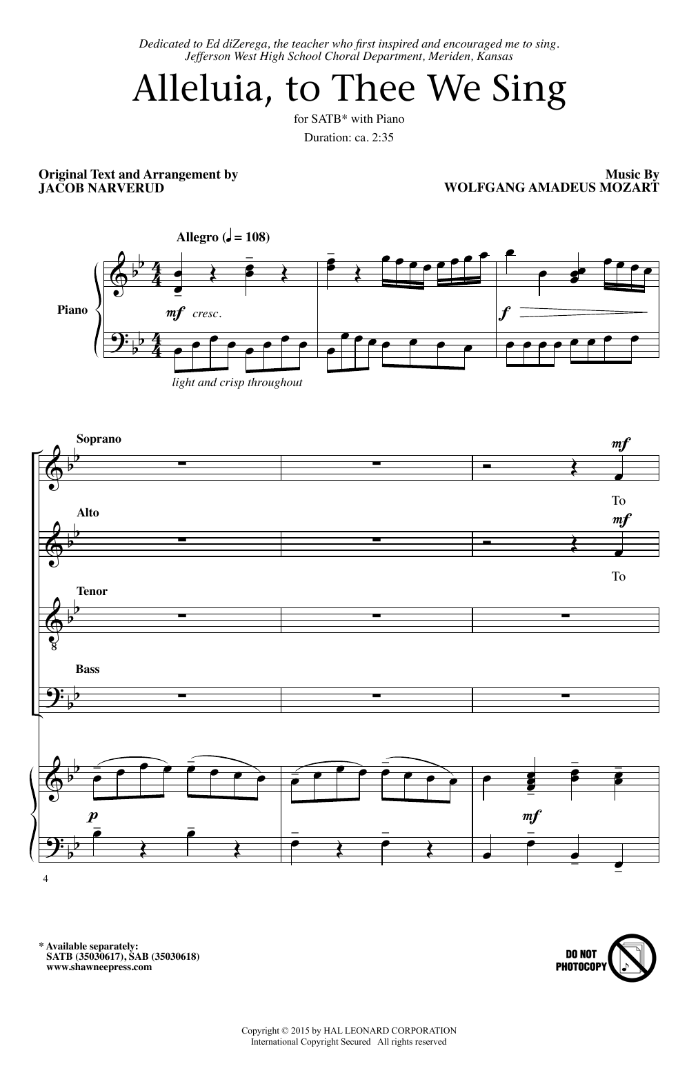 Product picture to: Alleluia, To Thee We Sing