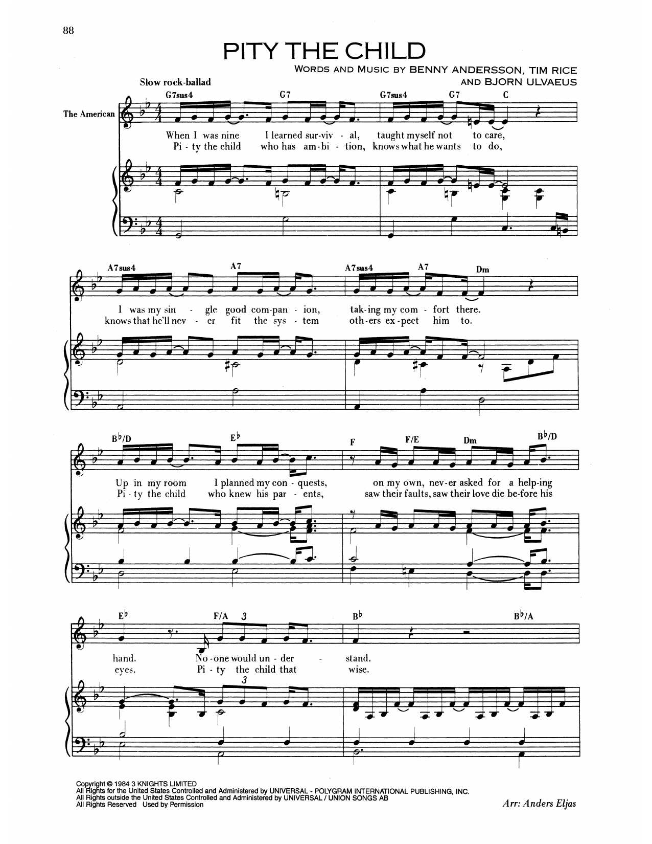 Produktgalerie: Seite 1 von 1 Pity The Child (from Chess), Benny Andersson, Gesang, Klavier