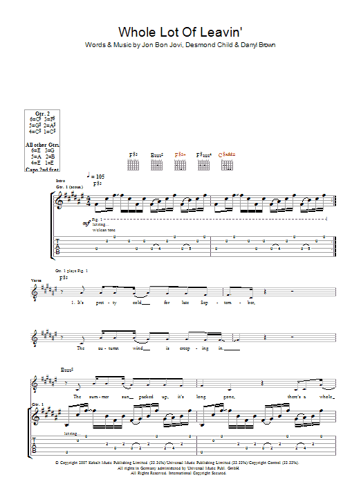 Produktgalerie: Seite 1 von 1 Whole Lot Of Leavin', Bon Jovi, Gitarre