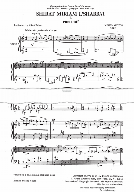 gallery: Shirat Miriam L'Shabbat (A Sabbath Evening Service), Miriam Gideon